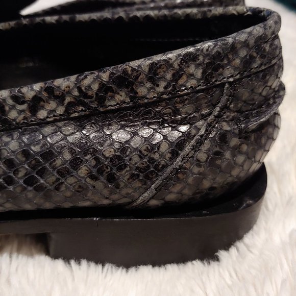 Echt Leder Vrai Cuir Snakeskin Womens Grey Made in Italy Loafers 40 - Picture 6 of 15